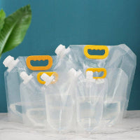 Transparent Collapsible Water Pouch with Spout – 1L, 2L, 5L, 10L Portable Travel Water Bag with Handle