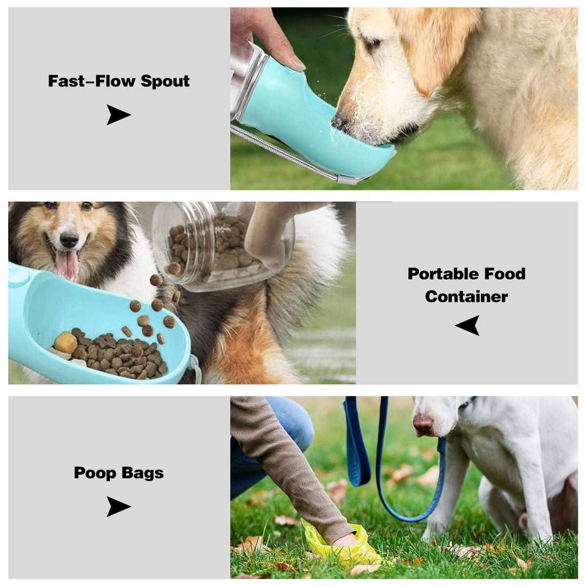 3-in-1 Outdoor Pet Water Bottle and Storage Container