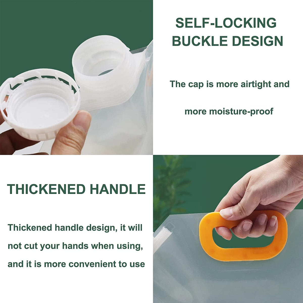 Transparent Collapsible Water Pouch with Spout – 1L, 2L, 5L, 10L Portable Travel Water Bag with Handle